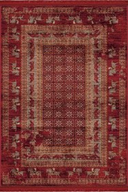 تصویر فرش ماشینی مدما مدل پازیریک طرح وینتیج رنگ لاکی قابل شستشو در لباسشویی Modema vintage carpet | two layers & laundry washable