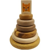 تصویر اسباب بازی چوبی برج هوش طرح گربه 