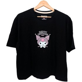 تصویر تیشرت کراپ دخترانه و زنانه انیمیشن با نوشته happy birthday 