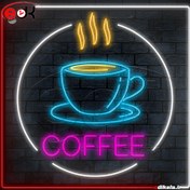 تصویر تابلو نئون طرح فنجان قهوه شماره 5 در ابعاد انتخابی+ترانس+فایل کورل آماده برش 