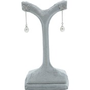 تصویر گوشواره آویز نقره و مروارید طرح پروانه AS018 