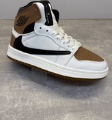 تصویر کفش و کتانی ایر جردن 1 تراویس ساقدار سفید موکا دخترانه 