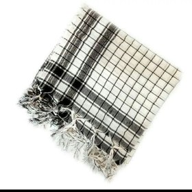 تصویر چفیه سفید نخی پنبه ای گره دار 