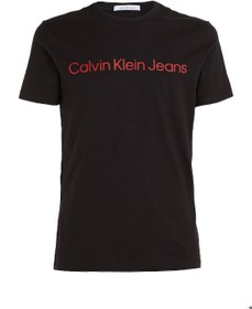 تصویر تی‌شرت مردانه کلوین کلین جینز - لباس‌های غیررسمی - از پنبه، مشکی و قرمز برند calvin klein jeans Men's Institutional Logo Slim Fit T-Shirt - Cotton , Black and Red