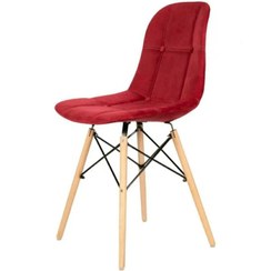 تصویر صندلی غذاخوری نشیمن فایبر گلاس لمسه دوزی شده پایه ایفلی رنگی 