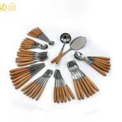 تصویر ست دسته چوبی نقره ای 