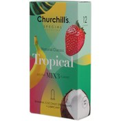 تصویر کاندوم موز و نارگیل چرچیلز مدل Tropical بسته 12 عددی 