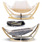 تصویر گهواره نوزادی تاتی مدل بانوج طرح سنتی با جنس چوب راش 