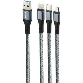 تصویر کابل 3سر 3in1 سوپر فست شارژ نیتو NITU NC124 - طوسی Nitu NC124 3A 3-in-1 super Fast Charging 1.2m Data Cable