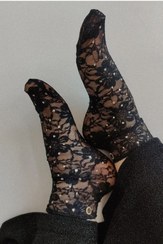 تصویر جوراب زنانه مچی گیپور دانتل خارجی فری سایز ۳۶تا۴۰ 