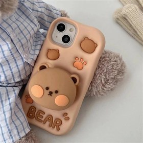 تصویر قاب سیلیکنی پاپ اب استندی خرسی Bear silicone doll case