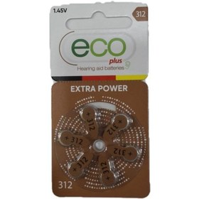 تصویر باتری سمعک اکو پلاس شماره ۳۱۲ بسته ۶ عددی 