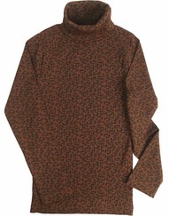 تصویر بلوز کبریتی یقه اسکی طرح پلنگی - موکا 