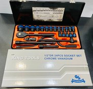 تصویر آچار بکس مدل جعبه بکس ۲۴ عددی برند کینگ تولز فشار قویی سری 1/2 24pcs King tools