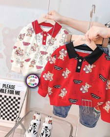 تصویر ست لباس بچگانه اسپرت بلوز و شلوار طرح خرس و هندوانه کد 43 رنگ قرمز 