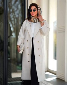 تصویر مانتو بلند جلوباز سایز آزاد رنگ مشکی کرم آبی 