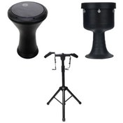 تصویر ست تمپو و ضرب بوشهری پژواک رنگ مشکی به همراه پایه مخصوص 