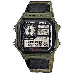 تصویر ساعت مچی اورجینال مردانه کاسیو Casio سبز | مشکی| مشکی| کد رفرنس AE-1200WHB-1B کد محصول:66692