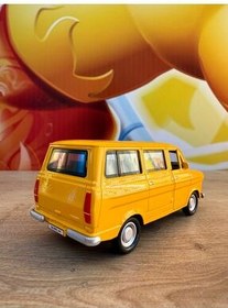 تصویر ماشین اسباب بازی TOY METAL SQUEEGEE AIR HORN مینی بوس فورد زرد قدیمی نوستالژیک با صدا و نور scntoys 