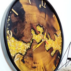 تصویر ساعت دیواری چوب و رزین Rustic wall clock