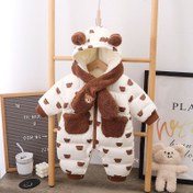 تصویر ست کاپشن سرهمی با شال گردن تدی 