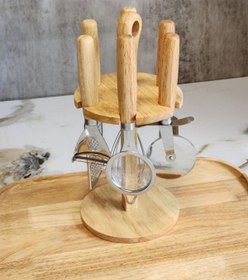 تصویر استند ابزار آشپزخانه چوبی دسته دار(فقط استند) 