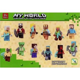 تصویر مجموعه ۱۲ عددی شخصیت های لگو ماینکرفت 