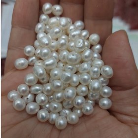 تصویر مهره مروارید پرورشی باروک سایز 6 طبیعی سوراخ دار نامنظم 