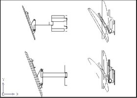 تصویر فایل اتوکد آبجکت تلویزیون همراه با پایه ی نصب به دیوار 