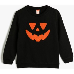 تصویر سویشرت کتون با طرح کدو حلوایی، یقه گرد، آستین بلند و از جنس پنبه برند Koton Koton Sweatshirt Pumpkin Printed Crew Neck Long Sleeve Cotton