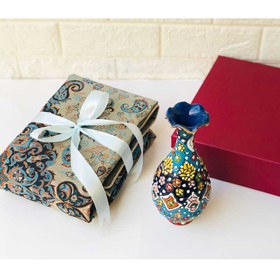 تصویر ست گلدان سفال میناکاری 20 سانت و ترمه 1 در 1 