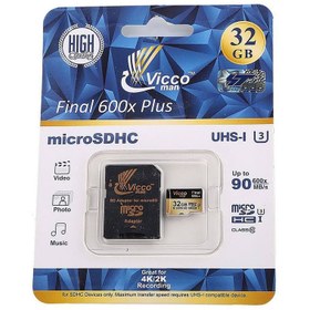 تصویر کارت حافظه microSDHC ویکو من مدل Extre600X کلاس 10 استاندارد UHS-I U3 سرعت 90MBps ظرفیت 32گیگابایت همراه با آداپتور SD ا Vicco Man Extre 600X UHS-I U3 Class 10 90MBps microSDHC Card With Adapter 32GB Vicco Man Extre 600X UHS-I U3 Class 10 90MBps microSDHC Card With Adapter 32GB