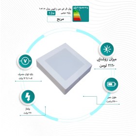 تصویر پنل مربع روکار 12 وات زانیس 12 watt Zanis face square panel