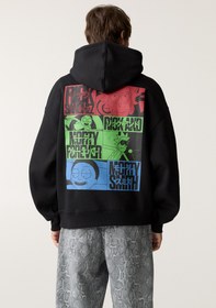 تصویر سویشرت کلاهدار با طرح ریک و مورتی برند PullAndBear Rick and Morty baskılı ve kapüşonlu sweatshirt