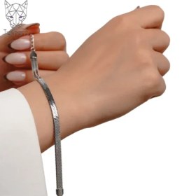 تصویر دستبند ماری استیل snake skin bracelet gold steel 316