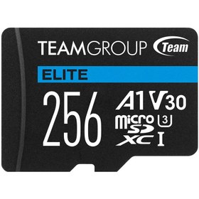 تصویر رم میکرو 256 گیگ تیم گروپ TeamGroup Elite A1 V30 U3 C10 100MB/s + خشاب TeamGroup Elite A1 V30 U3 C10 100MB/s 256GB Memory SD Card With Adapter