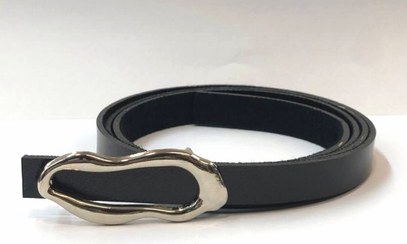 تصویر کمربند چرم زنانه دفرمه نقره ای 