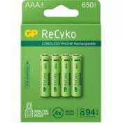 تصویر باتری نیم‌قلمی قابل شارژ جی‌پی مدل Rechargeable Cordless phone Recyko 650 بسته دو عددی و چهار عددی 