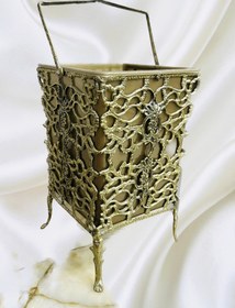 تصویر ست جا دستمال کاغذی و سطل آشغال برنجی Brass accessories