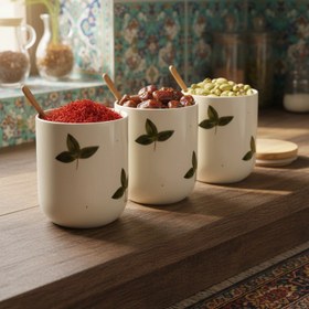 تصویر بانکه مدل برگ زیتون استوانه ای مجموعه 3 عددی 