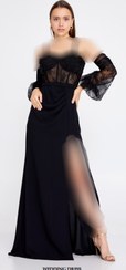 تصویر لباس مجلسی ماکسی مشکی مدل 2024 ترکیه Womens Black Dress 2024