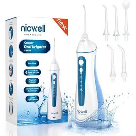 تصویر دستگاه واتر جت شست و شوی دهان و دندان نیک ول مدل F5025 Water Dental Flosser Pick for Teeth: Nicwell 4 Modes Cordless Portable Rechargeable Oral Irrigator IPX7 Waterproof Cleaner Pik Deep Cleaning Flossing Pic Machine for Home Travel