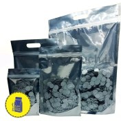 تصویر پاکت ایستاده شفاف متالایز نقره ای 