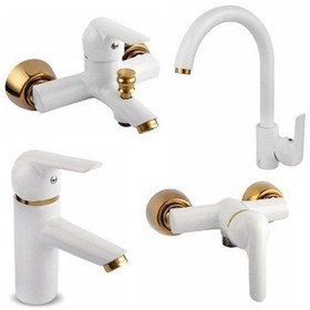 تصویر ست شیرآلات ونزیا مدل جنوا سفید طلایی ا Venezia Jenova White Gold Set Faucets Venezia Jenova White Gold Set Faucets