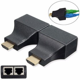 تصویر افزایش طول 30 متری HDMI با 2 رشته کابل شبکه ا HDMI extender by cat 5e/6 cable 1080p HDMI extender by cat 5e/6 cable 1080p