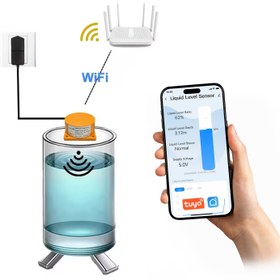 تصویر سنسور هوشمند کنترل سطح مخازن آب و مایعات به صورت وایفای تویا+کنترل هوشمند پمپ ME201WC TUYA ME201WC Ultrasonic Level Sensor Water Tank Level Monitor