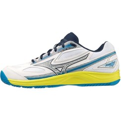 تصویر کفش تنیس Mizuno اورجینال مردانه برند میزانو 61GA234015 Breakshot 4 Ac Unisex Tennis Shoes White/yellow 