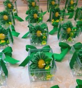 تصویر گیفت عید غدیر شمع گل بابونه باکس پلکسی 