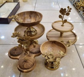 تصویر سرویس پذیرایی چوبی برنجی گل ارکیده کد wood-orkid00 