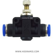 تصویر شیر کنترل جریان دستی پنوماتیک فیتینگی (فلو کنترل) با شلنگ خور 8 میلیمتر 